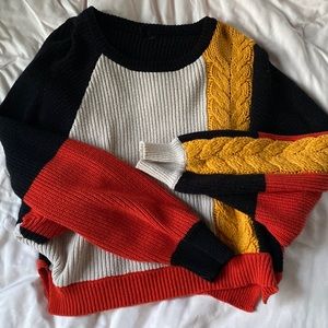 multicolor short knitted sweater